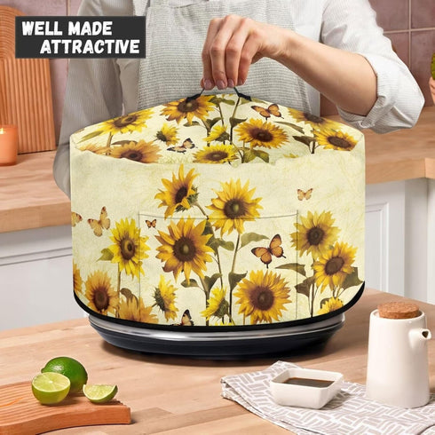 Sunflower Oval Slow Cooker Cover for Crock Pots, Butterfly Design, Resistant Kitchen Appliance Protection Case