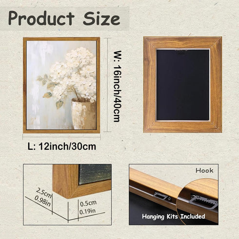 KBKBART Framed Wall Art Vintage Floral Bathroom Canvas Painting White Hydrangeas Flower Prints for Bedroom Living Room