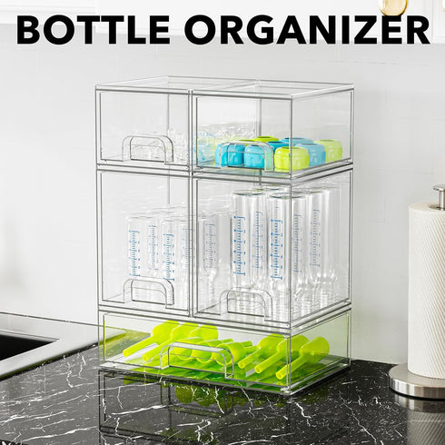 Countertop, 5 Pack, 2S2M1L, 15.4" SpaceAid Bottle Storage Organizer Baby - Acrylic Bottles Station Organizer Container
