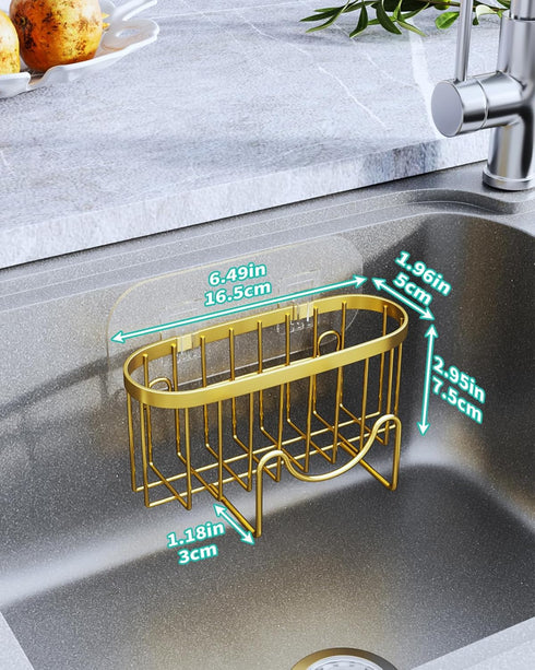 2 HapiRm Multifunctional Sponge Holder - Installation Methods Sink Caddy with Unique M-shaped, Stainless Steel Kitchen