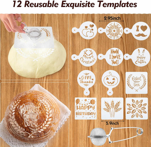 40oz Set 9" 10" Sourdough Starter Kit, Sourdough Bread Baking Supplies, Sourdough Starter Jar, Silicone Banneton Bread