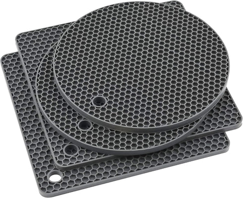 Silicone Trivets for Hot Dishes, Set of 4 Heat Resistant Mats for Kitchen, Trivet Mat for Quartz Countertops