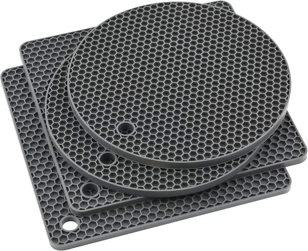 Silicone Trivets for Hot Dishes, Set of 4 Heat Resistant Mats for Kitchen, Trivet Mat for Quartz Countertops