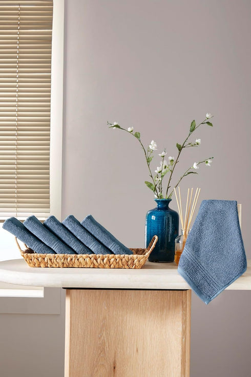 Ozdilek 6-Piece Set 13x13 100% 6 Washcloth Towels Turkish Cotton, Soft, Absorbent, Gentle on Sensitive Skin