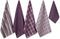 DII Assorted Woven Kitchen Set, 5 Piece - Dishtowel 18x28, Dishcloth 13x13, Eggplant
