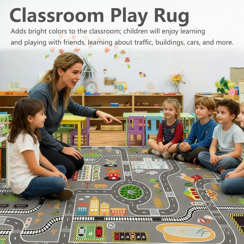 KEBEXXY Room,35X59Inch/90X150CM Kids Rug Play Mat Great for Playing with Cars and Toys,Educational Kid Road and Traffic