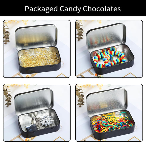 Metal Rectangular Empty Hinged Tins Tin Containers Empty Metal Tins Box Small Empty Tins with Lids Rectangular Hinged Tins Mini Portable Box Containers for Storage Candies Jewelry Crafts by Ouligay