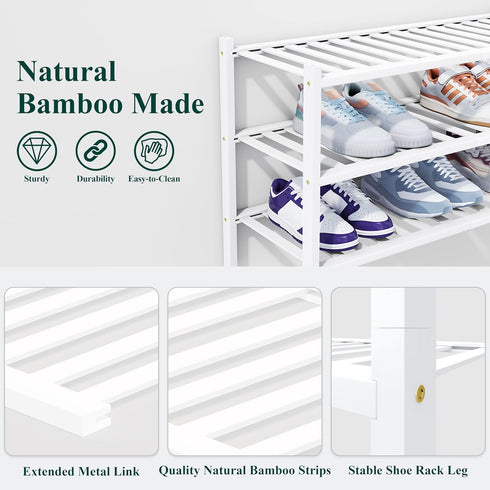 3 Closet, Smiry Shoe Rack, Tier Thick Bamboo Shoe Organizer, Stackable Free Standing Wooden Shoe Storage Shelf