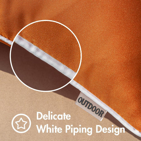 Woaboy Set of 2 Fall Outdoor Waterproof Pillow Covers 18x18 Inch Orange Decorative Throw Pillow Covers Square Solid Color Couch Pillow Covers for Patio Tent Bed Sofa Living Room by Woaboy
