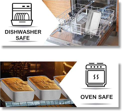 TeamFar Loaf Pan Set of 3, 9 x 5 Inch Stainless Steel Bread Loaf Meatloaf Pan for Baking Bread Cake Toast Brownies,