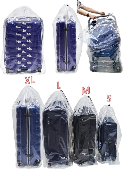 Set 4 Dust Cover Big Plastic Drawstring Bags Multi-Purpose for Storage and Keeping Luggage, Big Dolls, Blankets