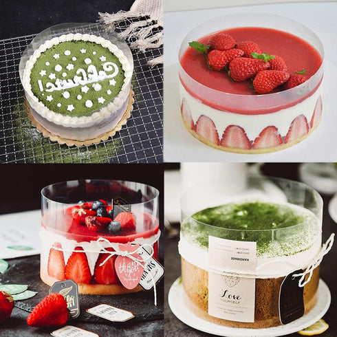 WAFJAMF Cake Collars 8 x 394 inch, Mousse Cake Acetate Sheets for Baking, Clear Cake Strips, Chocolate Mousse