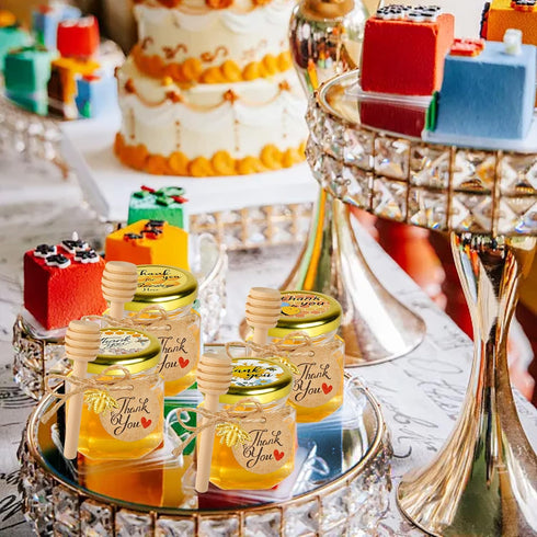 Lids-1.5oz,48 pack GIVAMEIHF Mini Glass Honey jars with Honey Jars,Small Honey Jar with Dipper,Thank You Tags,Jutes