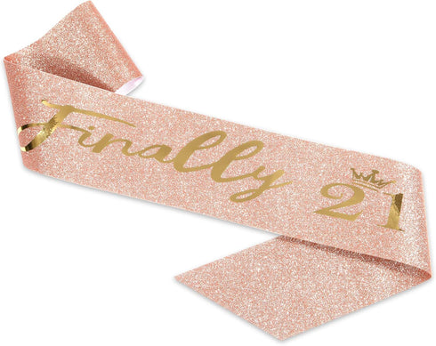 Finally 21 Sash and Crown Set for Girls, 21st Birthday Party Favor Supplies