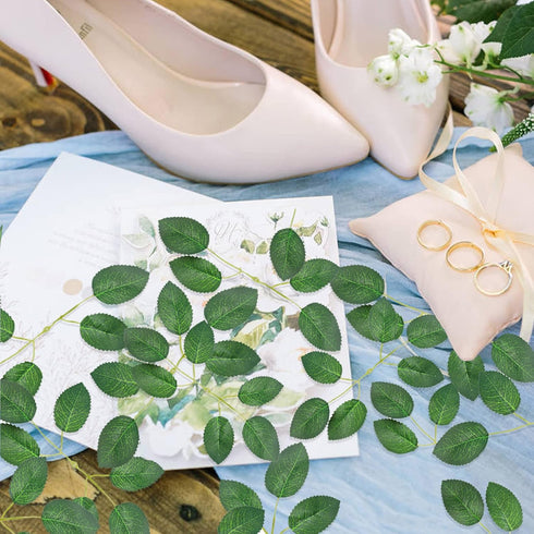 Meiliy 60pcs Bulk Artificial Greenery Rose Leaves for DIY Wedding Bouquets, Centerpieces, Party Decorations, Rose Vine