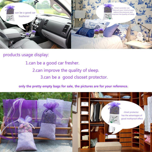 Empty Sachet Bags - Linen Fabric Organza Gauze Bags for Lavender, Spice, and Herbs