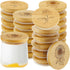 Gueevin 24 Pieces Yogurt Jar Lids Bulk Bamboo Wooden Lids Set Compatible