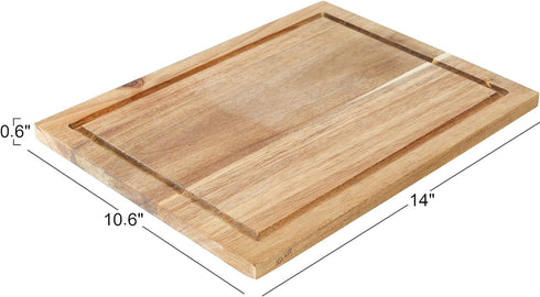 Glad Acacia Wood Cutting Board with Juice Grooves, Reversible Solid Butcher Block and Charcuterie Tray