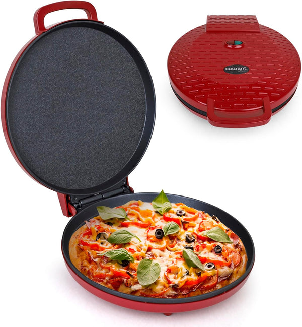 Courant Pizza Maker, 12 Inch Pizzas Machine with Cool-Touch Handle, Non-Stick Plates, Electric Countertop Oven for Home
