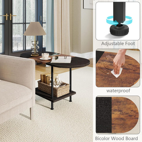 2-Tier Coffee Tables, Modern Center Table with Storage Shelf, Table for Living Room, Modern Two-Tone Design (Mixed