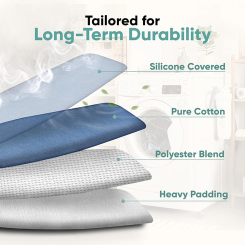 Home Intuition Iron Scorch Resistant Ironing Board Cover and Pad, 15x54, Standard Size, Blue