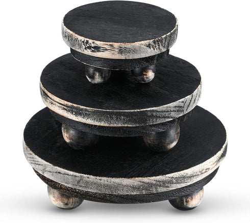 Amyhill 3 Pcs 5/4/3 Inch Wooden Risers for Display Wood Pedestal Stand