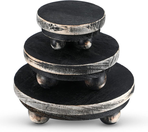 Amyhill 3 Pcs 5/4/3 Inch Wooden Risers for Display Wood Pedestal Stand