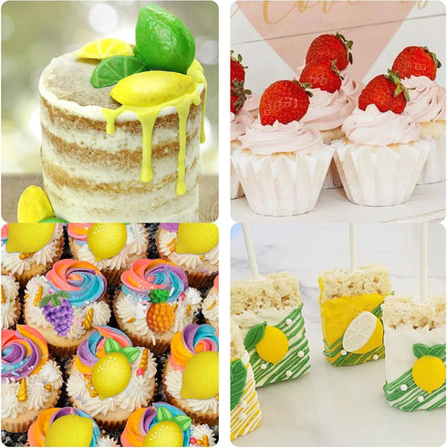 Silicone Fruit Snack Molds, 3D Strawberry Lemon Fondant Baking Molds, Mini Pineapple Grape Chocolate Molds for DIY