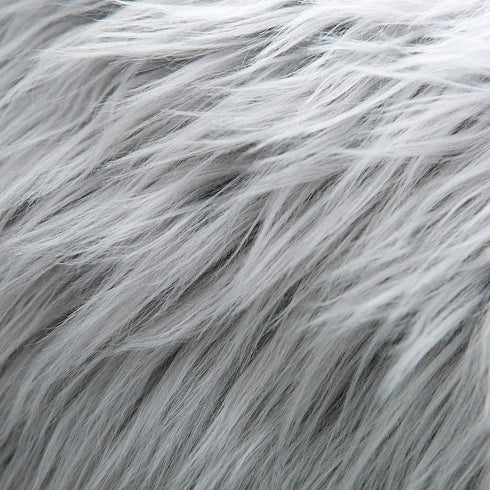 WLNUI Set of 2 Light Grey Decorative Pillow Covers, Luxury Merino Style Faux Fur Fluffy Cushion Case