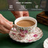 6.4oz Agyiuns Tea Cup and Saucers, Floral Tea Cups with Gold Trim, Porcelain Teacup, Coffee Cappuccino Espresso Latte