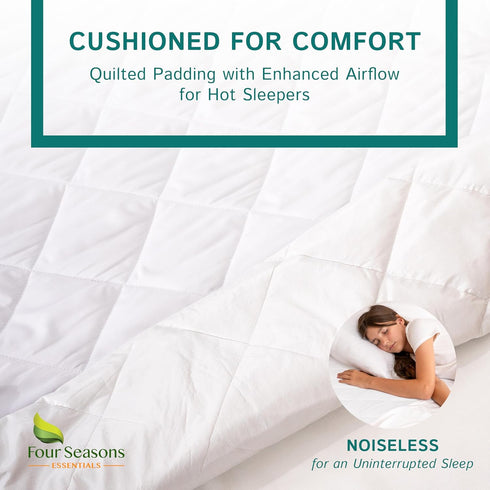 King Size Quilted Mattress Pad - Premium Quality Hypoallergenic Mattress Cover, Fitted Waterproof Mattress Protector,