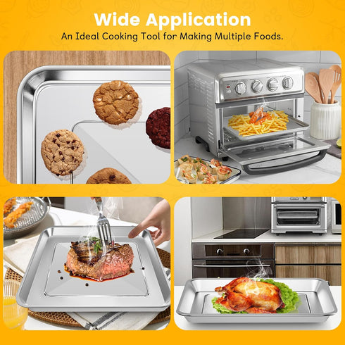 Air Fryer Tray Replacement for Cuisinart TOA-60 TOA-65 TOA-70, 12.2*11'' Non-stick Mesh Stainless Steel Basket