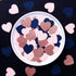 Navy-Blue Pink Rose-Gold Heart Confetti - 300pcs Glitter Paper Dots for Gender Reveal, Weddings, Birthdays, Party
