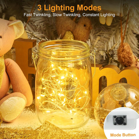 6 Pack 3 7ft 20 btfarm LED Fairy Lights Battery Operated Modes, Led Twinkle String Lights Waterproof, Mini Silver Wire