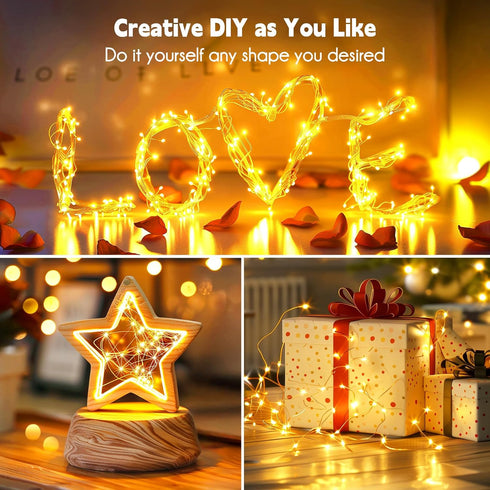 2Pack 33Ft 100 Fairy Lights Plug in, LEDs Waterproof Silver Wire Firefly Lights, Adaptor Included, Starry String Lights