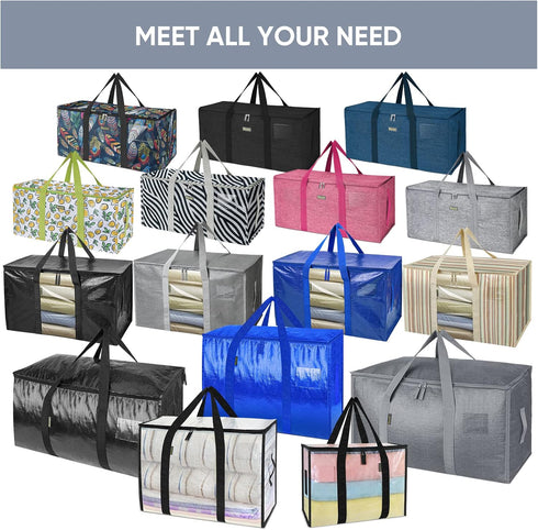 TICONN 2 Pack Extra Large Moving Bags with Zippers, Heavy-Duty Storage Tote Boxes