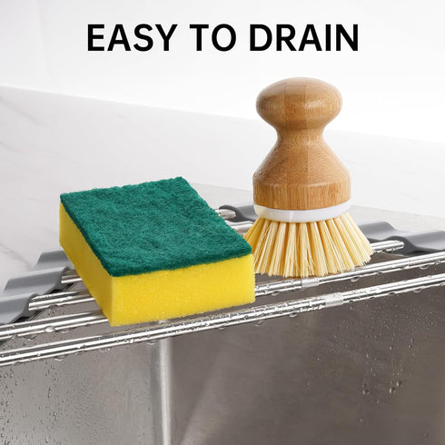 Tomorotec Adjustable Triangle Dish Drying Rack, Foldable Stainless Steel Over The Sink Kitchen Drainer Caddy Organizer