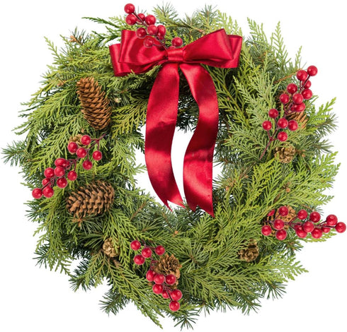 WXJ13 30 Pieces Artificial Pine Branches Christmas Holly Berries Artificial Red Berry Stems for Christmas Wreath