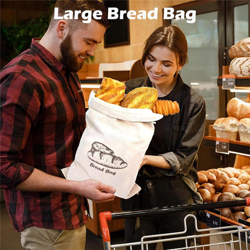 2 Pack 11.75" 11.5" Bread Bag with Inside Lining, Reusable Linen Bread Storage Bags, x Homemade Bun Container, Double
