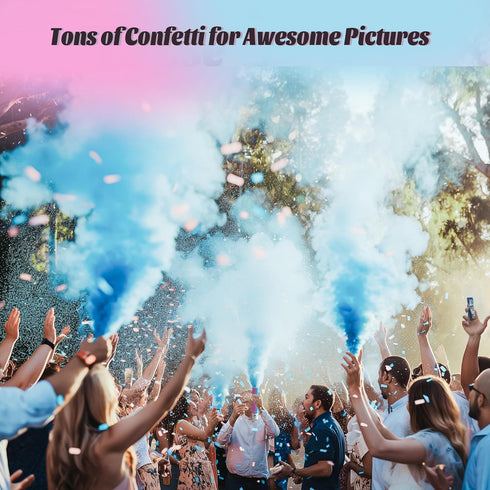 4 Pack 2 2 POPUPARTY Gender Reveal Confetti Powder Cannon | Pink & Blue - Confetti and Powder Poppers | Ideal for Baby