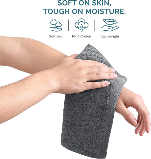 Pack 6-100% 13"x13"- Casa Platino Wash Cloths of Cotton Washcloths for Daily use - Soft, Gentle on Skin, Durable
