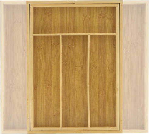 JoyJolt Bamboo Expandable Drawer Organizer for Kitchen Utensils, Adjustable Cutlery Tray with 4-6 Slots