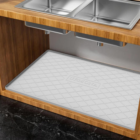 Under Sink Mat for Kitchen, 40" x 22" Silicone Waterproof Liner for Cabinet Sink Protection