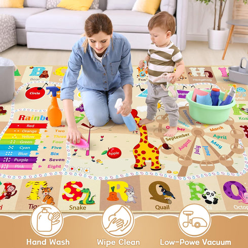 4x6 Chicrug Educational Kid Area Rug for Playroom, Feet TPR Non Slip Kids Classroom Carpet Rug for Learning ABC Animal