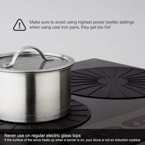 Lazy K Induction Cooktop Mat, Silicone Fiberglass Scratch Protector for Magnetic Stove, Non-Slip Pads (Black, 11 inches)