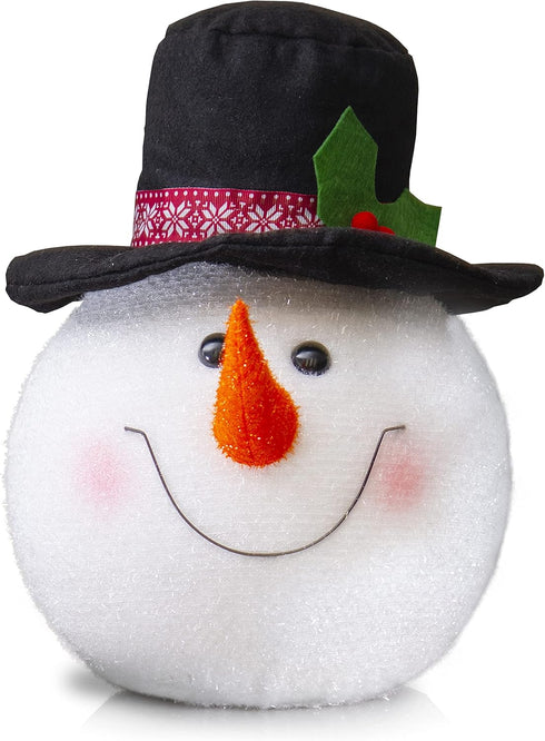Ornativity Snowman Head Tree Topper, Xmas Holiday Decor, 10" Winter Snow Man Topper Ornament for Christmas Tree