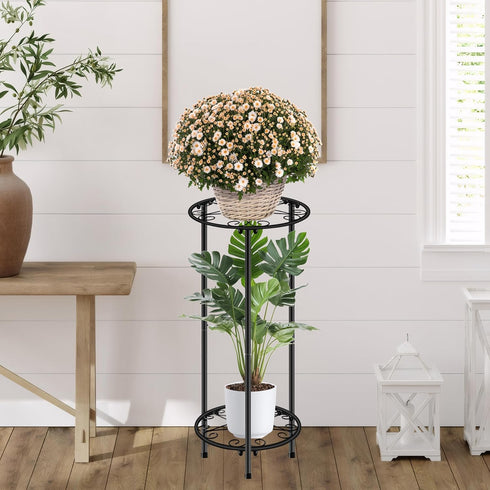 2 23.9 inch, CASIMR Plant Stand Indoor Outdoor, Metal Rustproof Flower Shelf Tier Tall Multiple Plant Pot Holder Rack