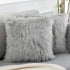 WLNUI Set of 2 Light Grey Decorative Pillow Covers, Luxury Merino Style Faux Fur Fluffy Cushion Case