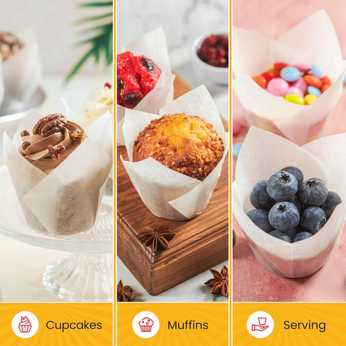 Tulip Cupcake Liners, 150pcs Muffin Liners for Baking by Baker’s Signature, Sturdy Greaseproof Parchment Cups
