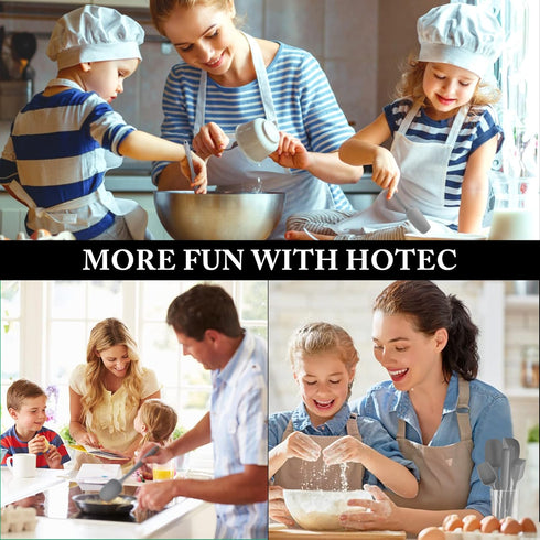 HOTEC Food Grade Silicone Rubber Spatula Set - 5 Pcs High Heat Resistant Non Stick for Kitchen Baking